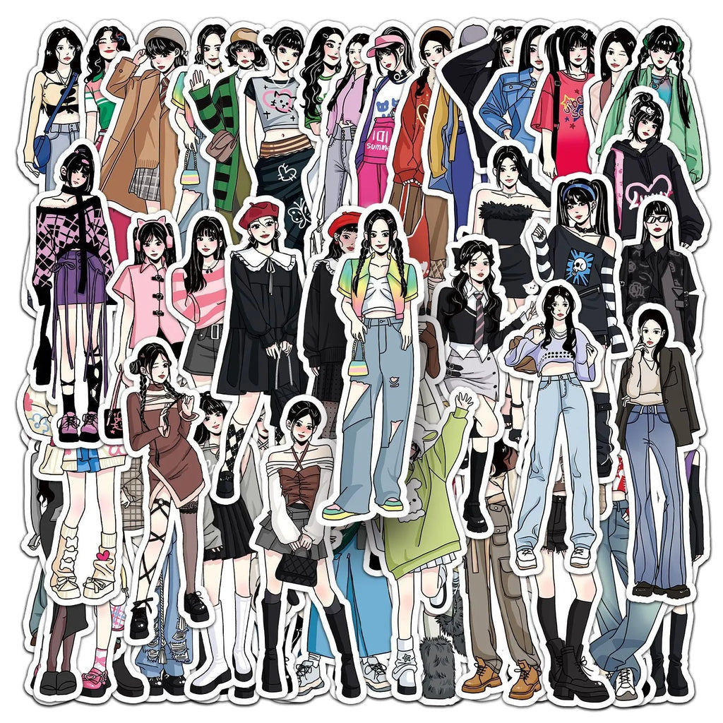 50 hand-painted cartoon graffiti stickers from Original Series on a sheet