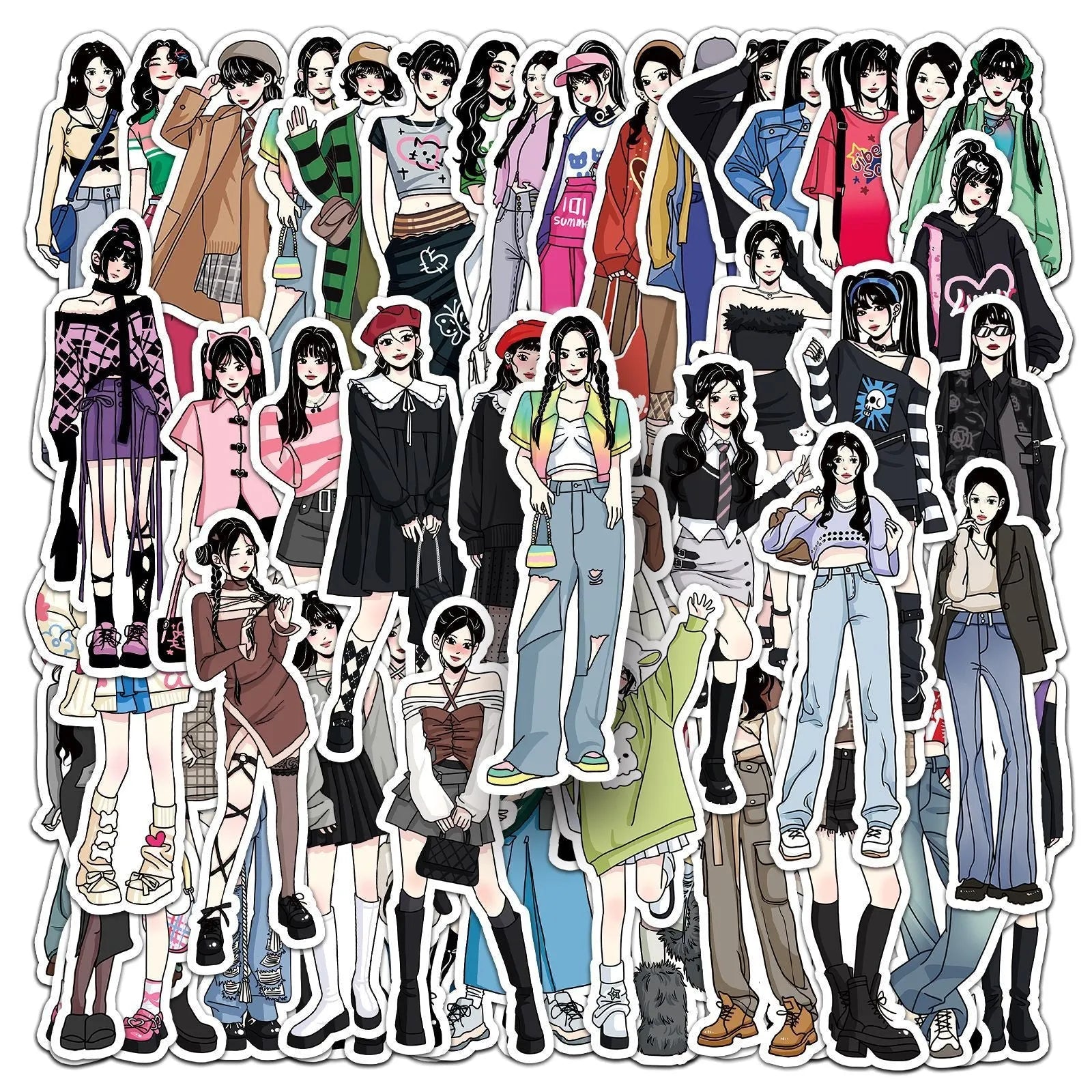 50 hand-painted cartoon graffiti stickers from Original Series on a sheet
