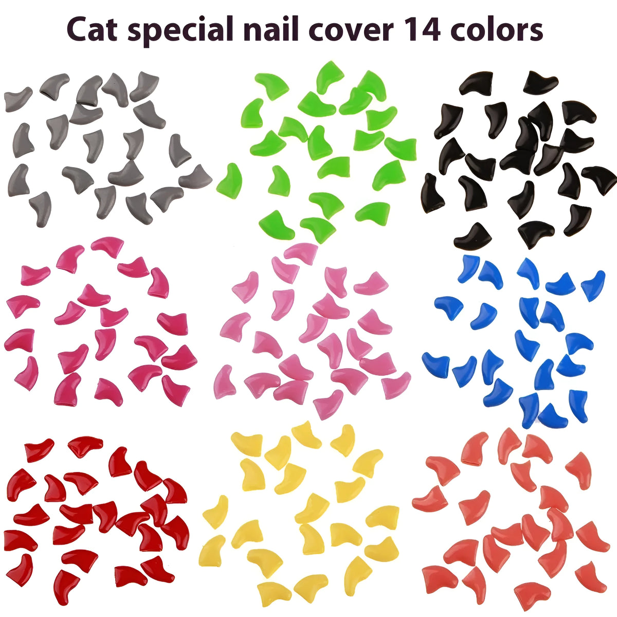 Silicone cat nail cover in morning light green, XS to L sizes for 0.5-10kg cats, OPP bag packaging