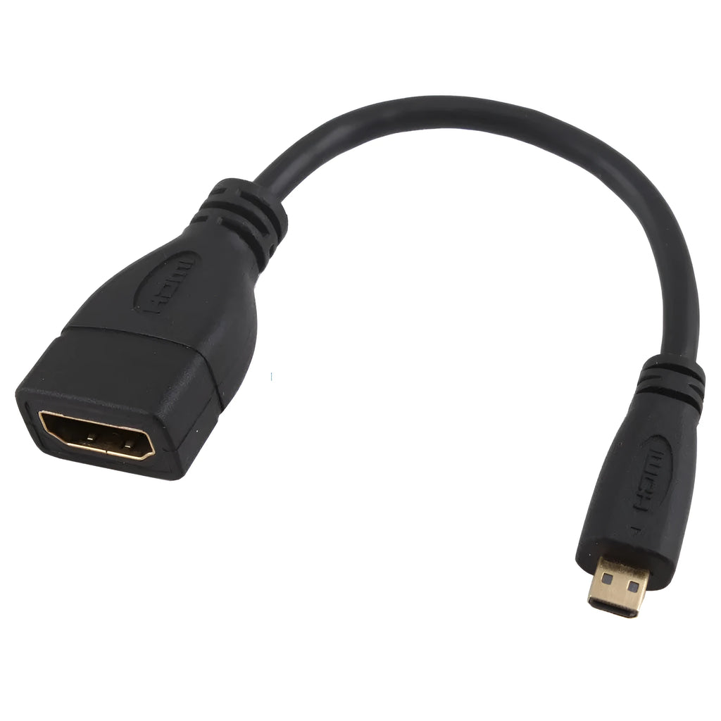 Black Micro HDMI male to HDMI female adapter cable 0.15 metres