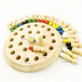 Montessori beech wood memory match stick chess game with green varnish for toddlers.