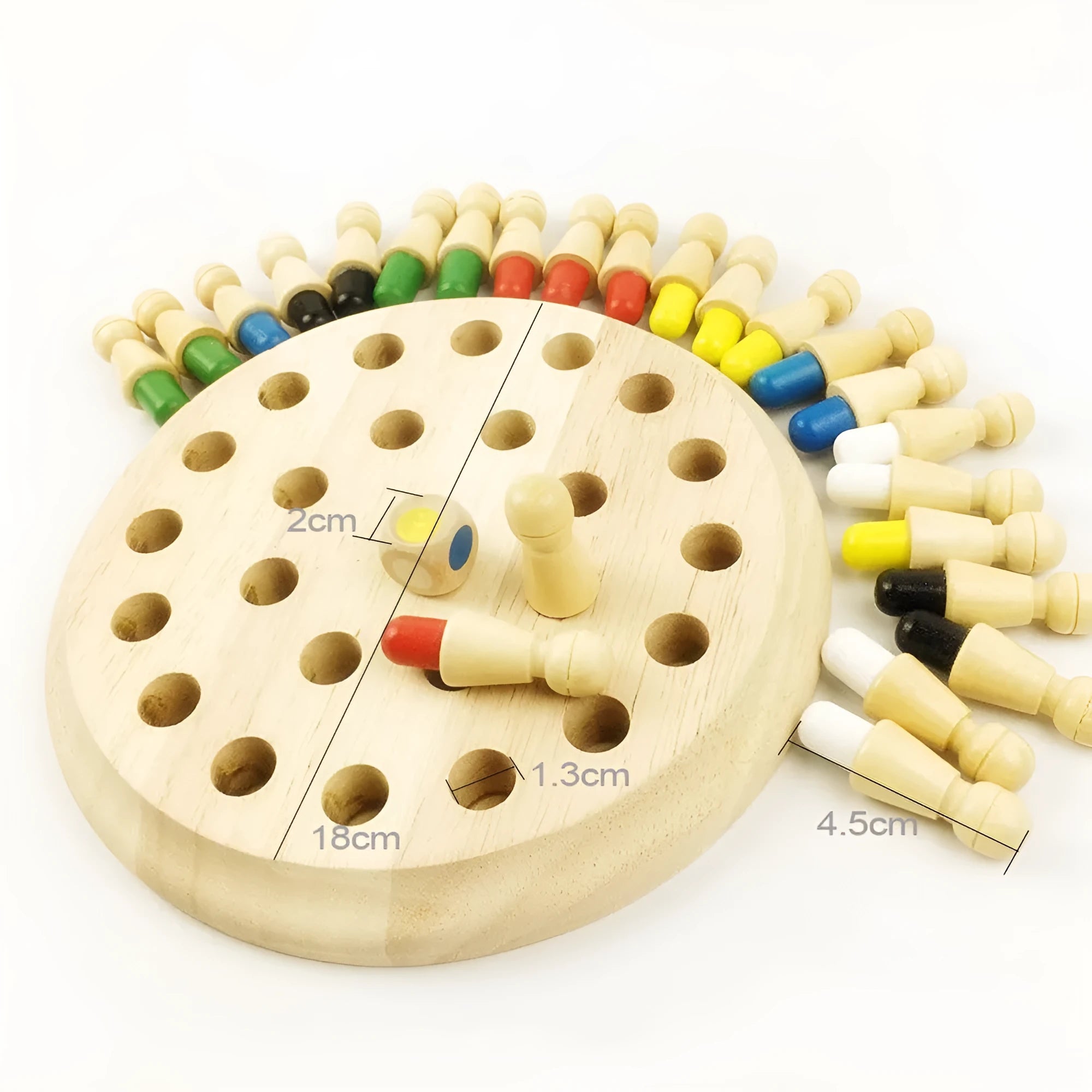 Montessori beech wood memory match stick chess game with green varnish for toddlers.