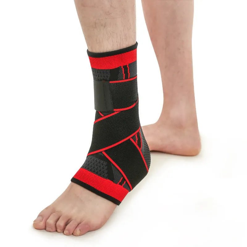 Nylon compression ankle sheath in black, blue, green, orange, red, sizes S M L XL for sprain and swelling support.