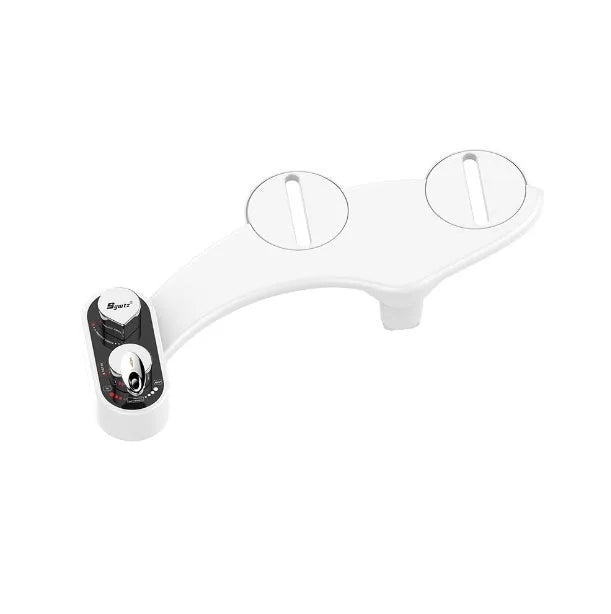 Self-cleaning bidet toilet spray attachment with dual nozzles and heated seat