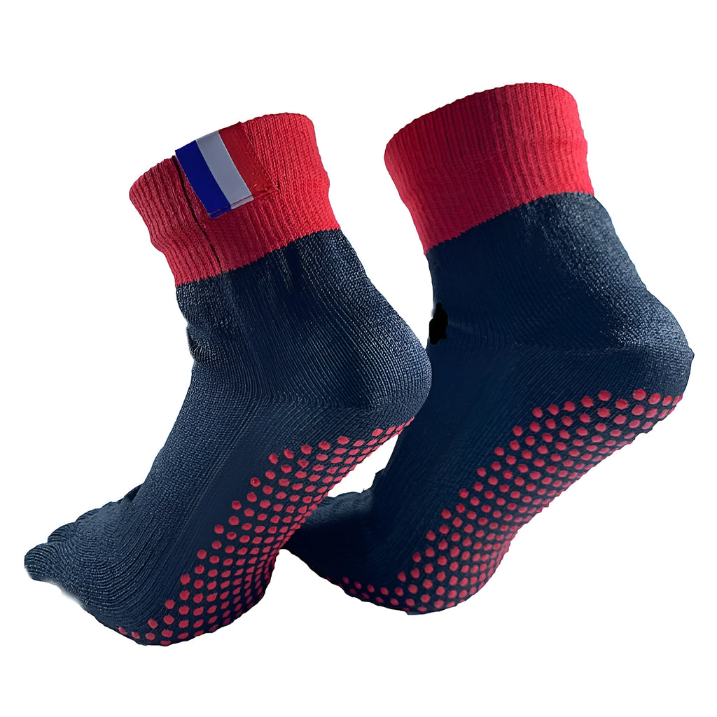 Anti cut protective socks in grey red, HPPE and rubber, unisex size 25.5cm