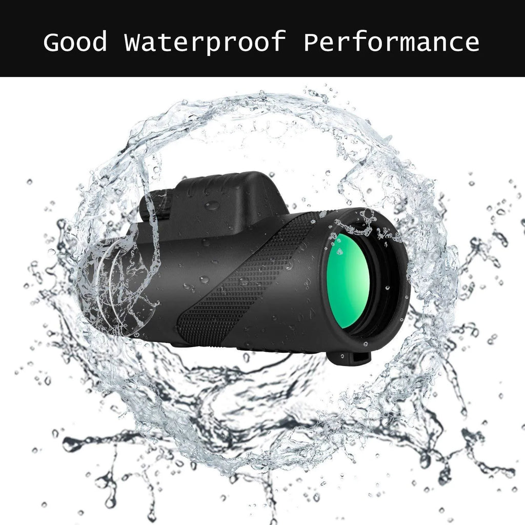 Black 40x60 HD monocular telescope with smartphone compatibility for long-range observation.