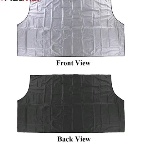 Magnetic car windshield snow cover 210x120cm, black polyester umbrella cloth with silver back, magnets and ear clips