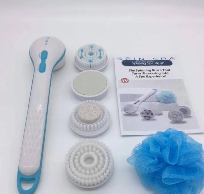 Spin Spa Brush electric bath brush with rotating head, 30.5cm by 20.5cm by 9.5cm, in colour box