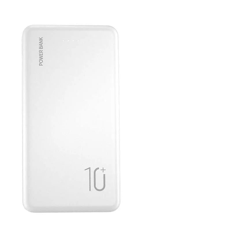 Ultra-thin 10000mAh power bank with multi-port output, in black