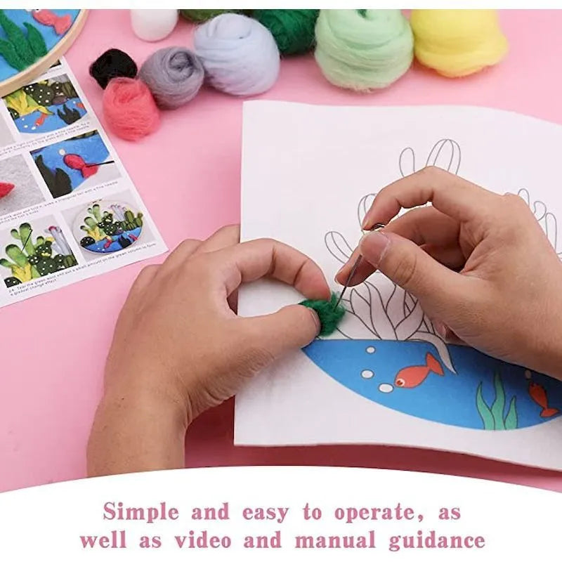 Handmade embroidery kit with festive pattern on linen fabric, 20 cm x 20 cm three-dimensional needlework design.