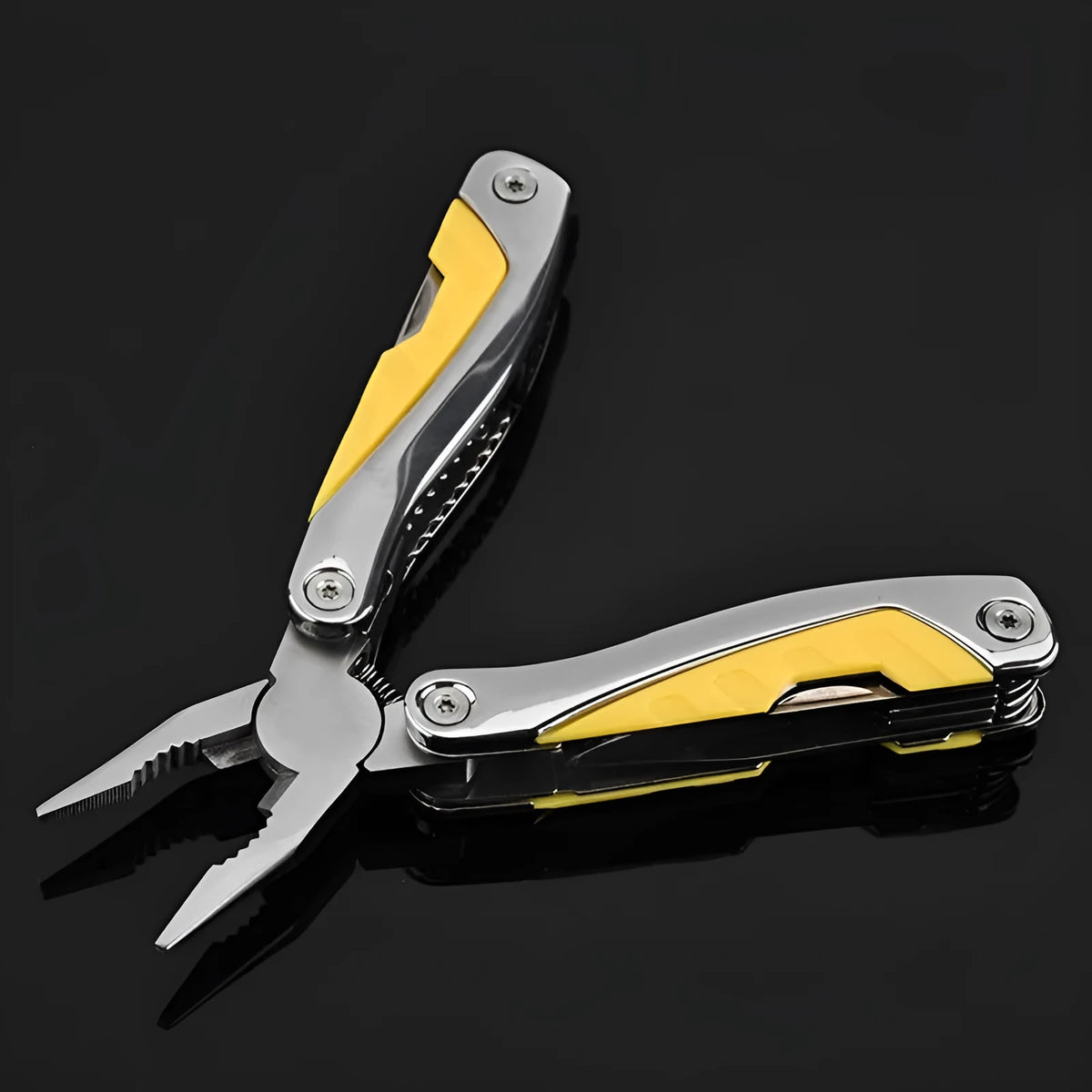 Foldable stainless steel 3CR13 multi-function pliers, 15.8cm full length, with tail lock and 600D nylon bag
