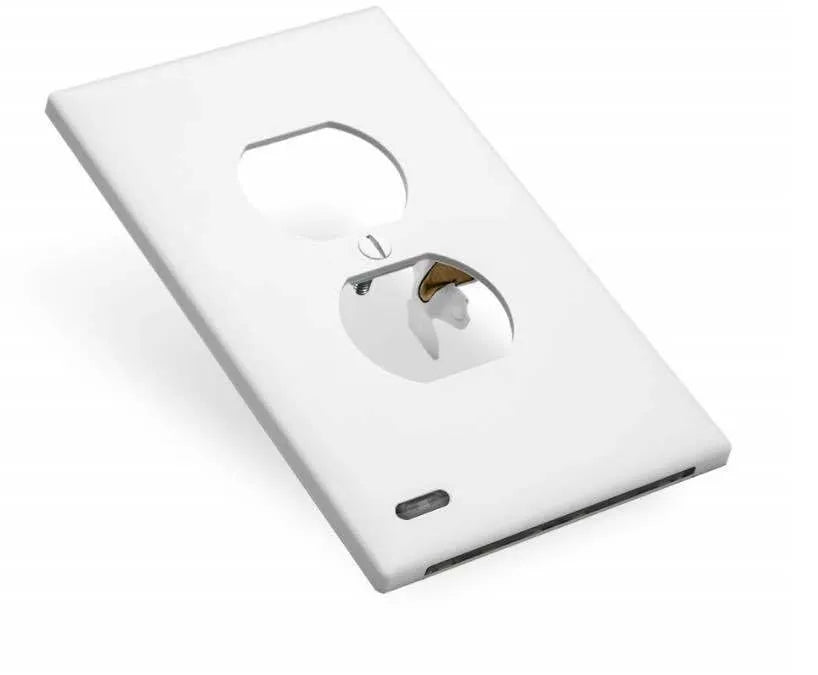 White socket induction light cover with three LED bulbs, installed over a standard UK plug socket.