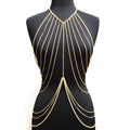 Gold-tone full body long body chain necklace for women, alloy with electroplating, Europe and America style.