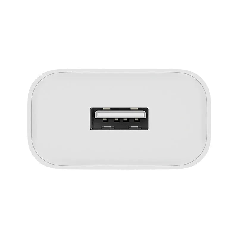 Mi USB fast charger in white, USB-A wall adapter, 62.5 x 39.2 x 21.8mm, model MDY-08-EH
