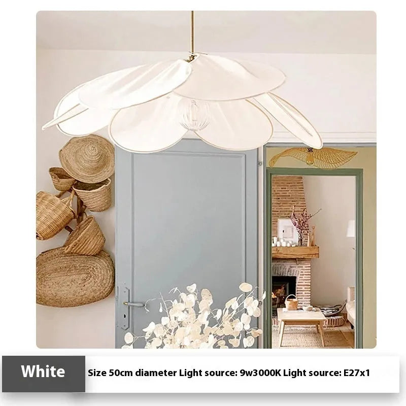 Bohemian-style fabric hanging chandelier with log wind design in a choice of colours and sizes.