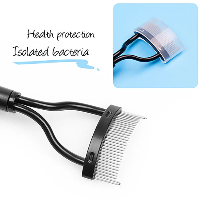 Collapsible eyelash comb with steel needle tip for eyebrow and lash correction