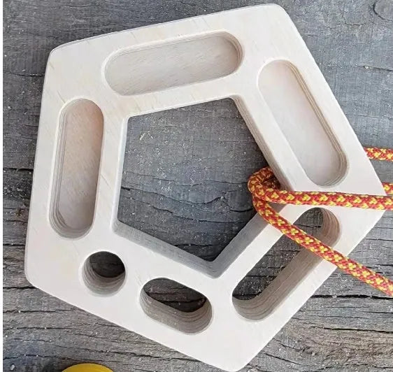 Birch climbing board finger force plate with pentagonal and round grip training shapes