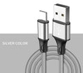 Braided data cable in black, blue, gold, red or silver with Android, iPhone or Type-C connector, 5V/2A, lengths 0.25m to 3m