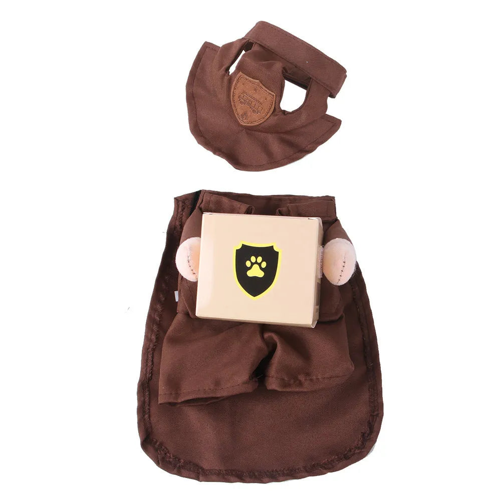 Coffee-coloured polyester pet clothing for outings in sizes S, M, L, and XL