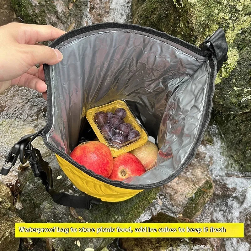 Yellow and black waterproof dry bag backpack with 20L capacity for water sports