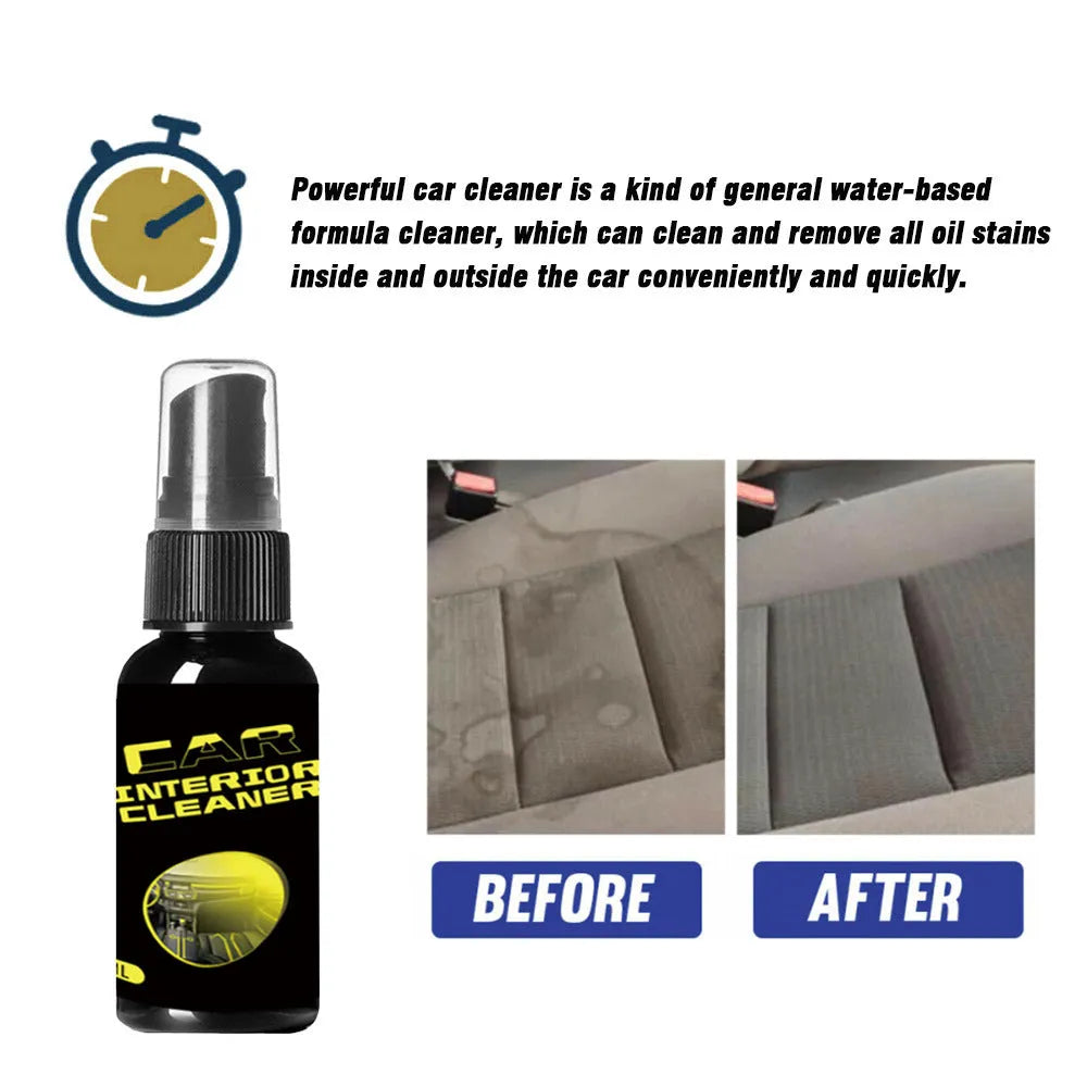 Car interior cleaner nozzle bottle in 30ml and 100ml sizes, dimensions 10x3cm and 171x37mm