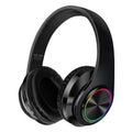Head-mounted wireless Bluetooth headset in black, white, red, or black and red colours.