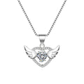 S925 sterling silver angel wings pendant with Swiss 4A zirconium diamond, 17mm, silver colour, simple style