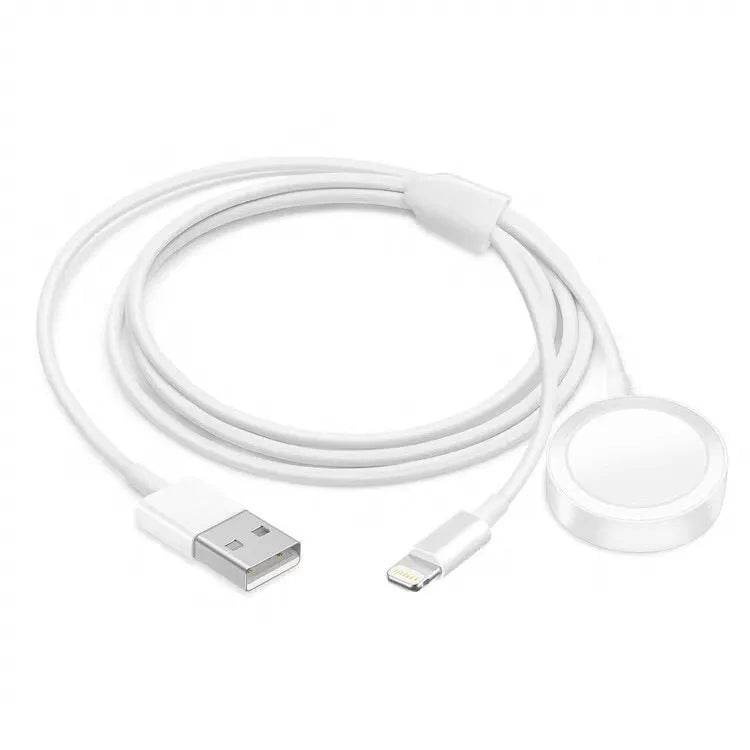 White two-in-one wireless charger for wristwatches with USB connection