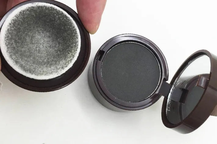 Hairline repairing shadow powder in Light yellow and Dark brown shades, 3g net content, for uneven hairline edges.