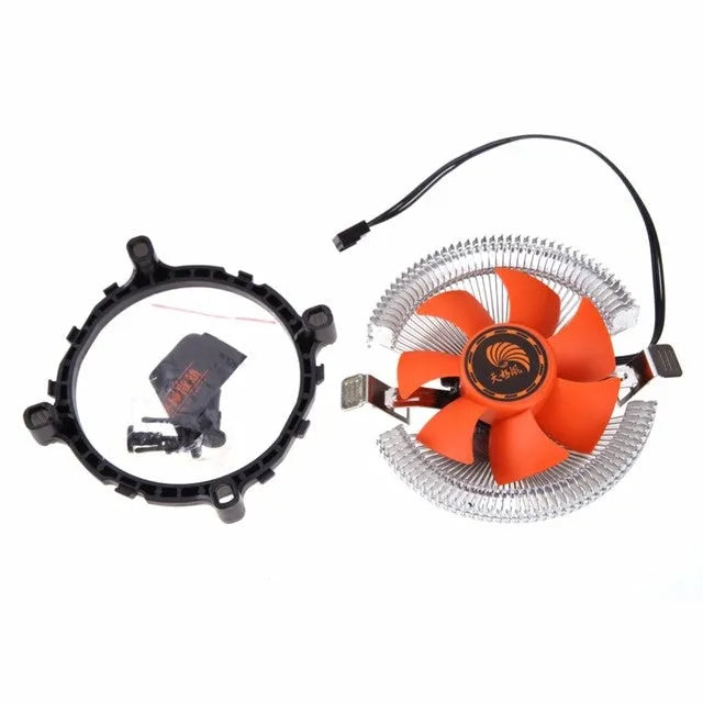 Orange PC CPU cooler fan with black chassis, 12V DC 2600RPM for Intel and AMD sockets