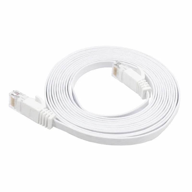 CAT6 unshielded flat network cable 0.5m in white with RJ45 connectors for router broadband