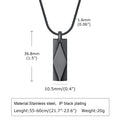 Stainless steel rectangular three-dimensional diamond geometric necklace in steel or black with chain
