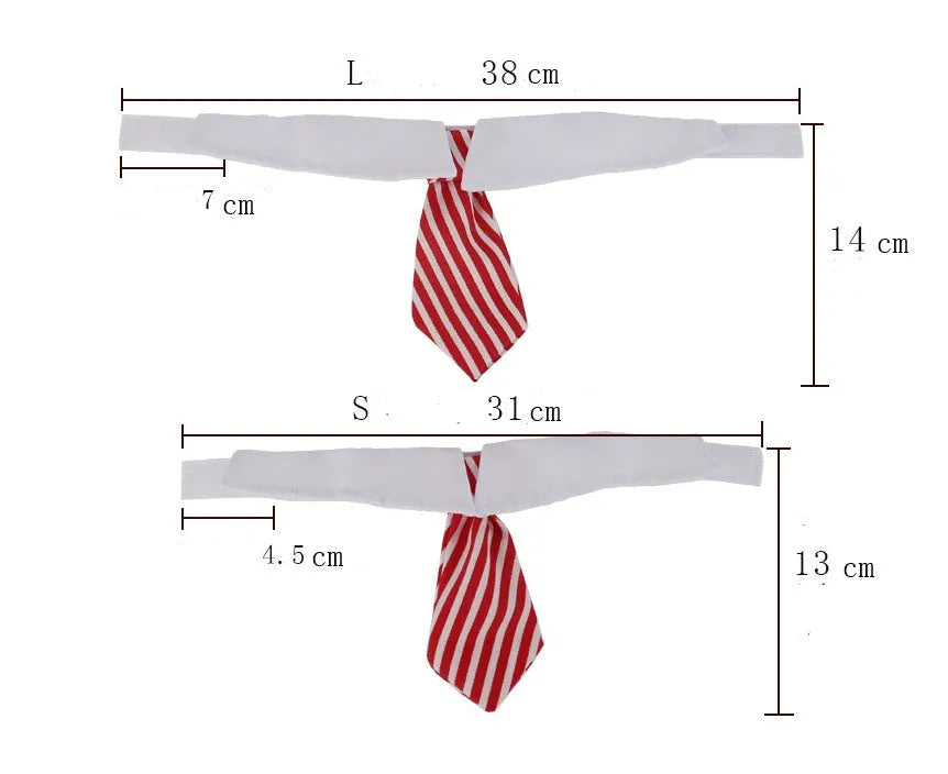 Cloth pet dog bow tie with cartoon print in multiple colours on a white background showing S and L sizes