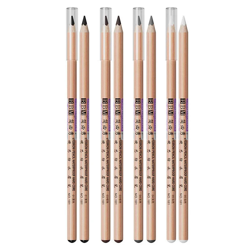 Wild Lines wooden hard core waterproof eyebrow pencil in brown shade with marker tip on a plain background