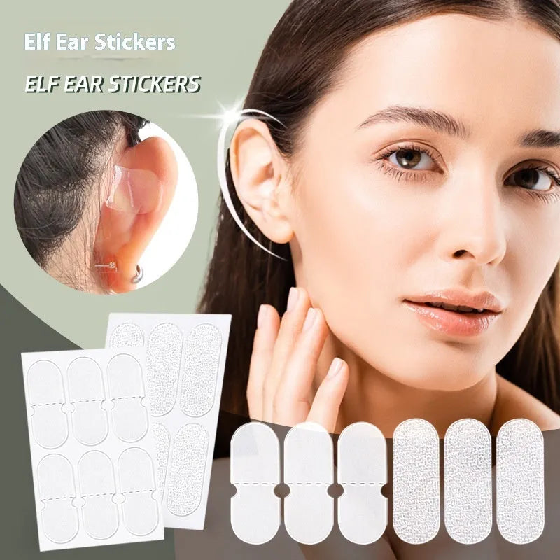 Transparent and frosted disposable ear support patches showing 0.1cm thickness on back paper