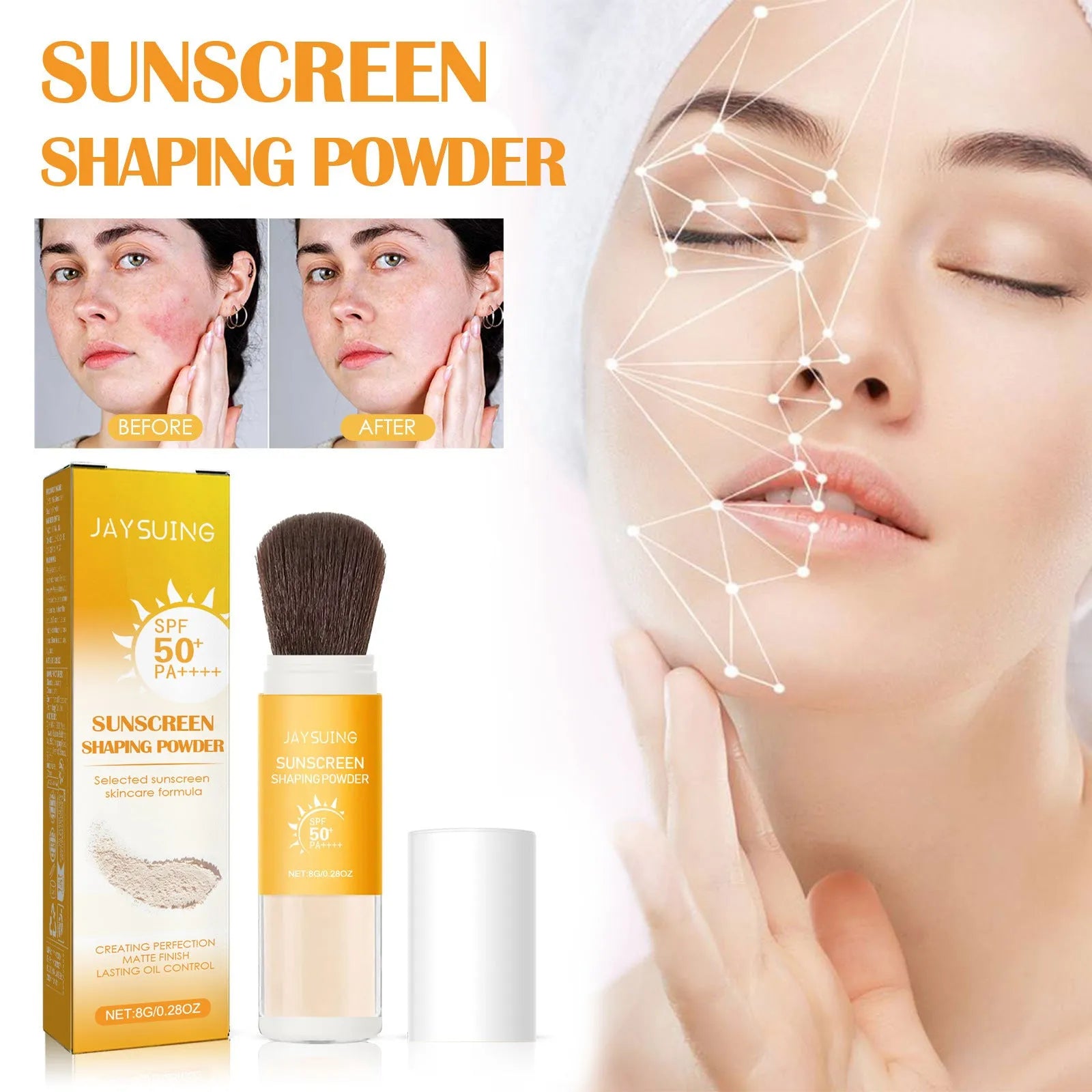 8g container of loose protective finishing powder for oil control and makeup setting