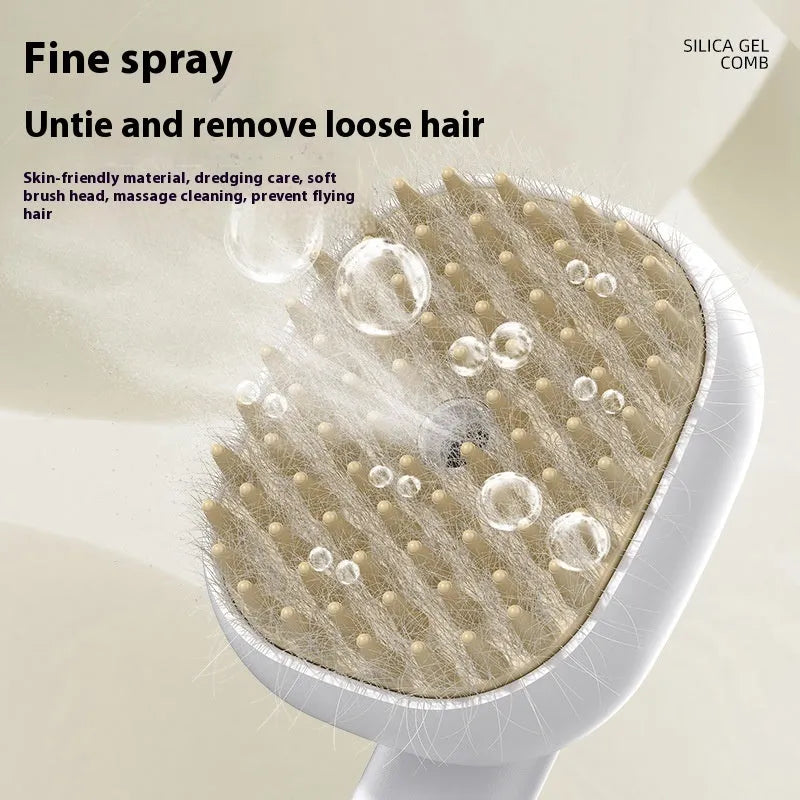 Electric massage spray pet comb in blue ABS with soft teeth, 17.7 cm size