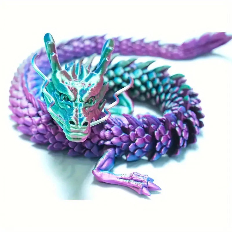 3D printed Chinese dragon car ornament in 30cm length with detailed plastic artwork