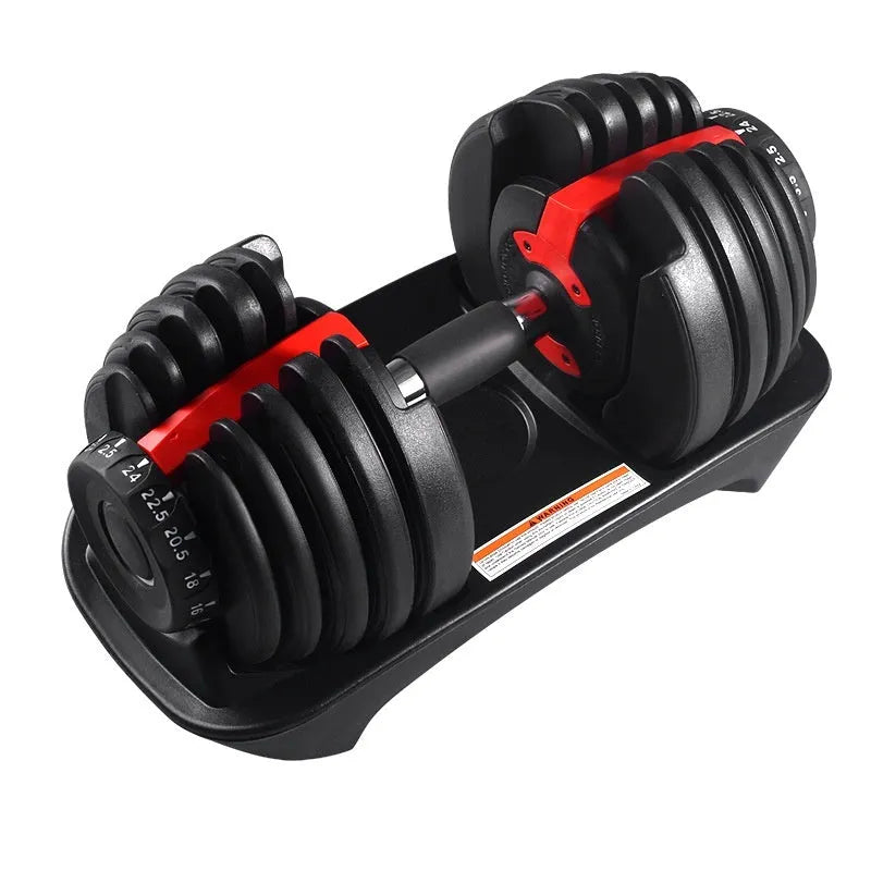 Adjustable 15 gear dumbbell with steel plate and plastic construction for men's fitness