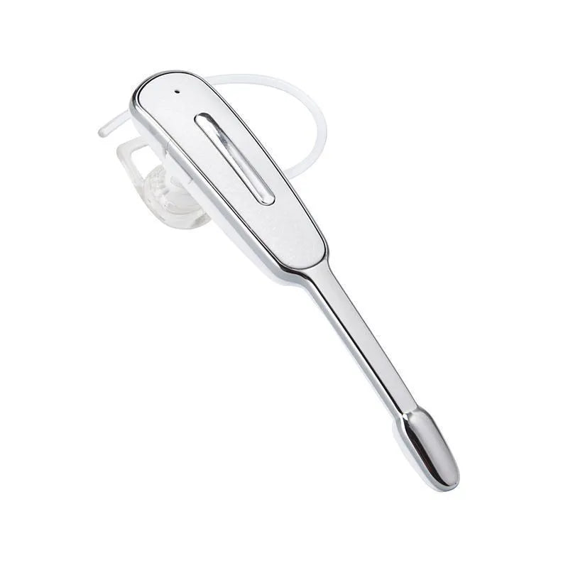 Bluetooth headset with leather pattern strip, mono earplug style, in Black Silver colour