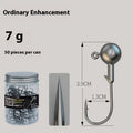 Set of 50 primary colour 7G lead-headed fishing jig hooks with enhanced strength steel construction.