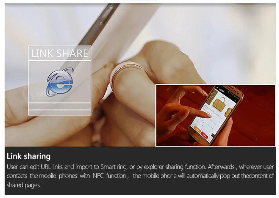 R3F Smart Ring NFC wearable with digital business card functionality in glazed black finish