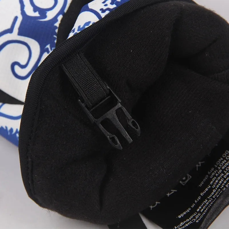Three-finger waterproof ski gloves in checkered polyester, unisex design for winter sports