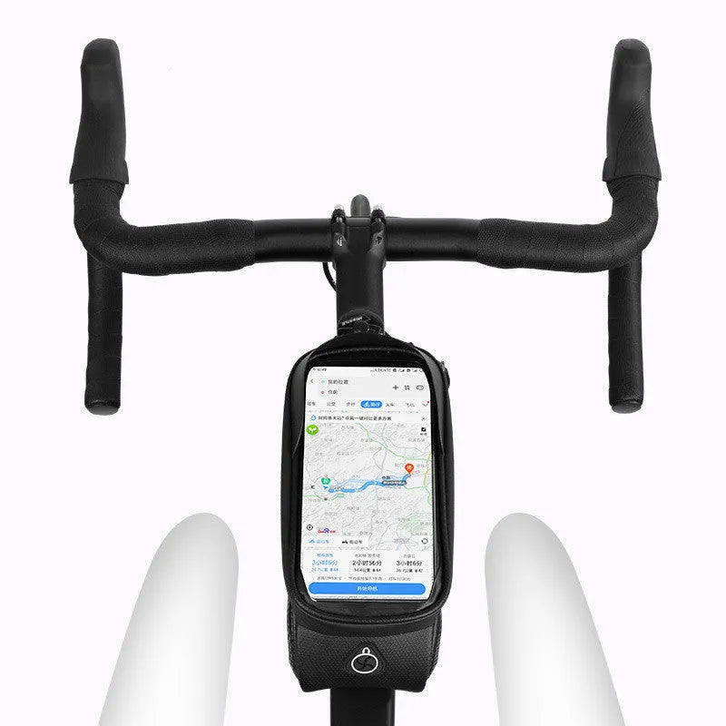 Black grey EVA bicycle bag with reflective strips for mountain bike mobile phone storage