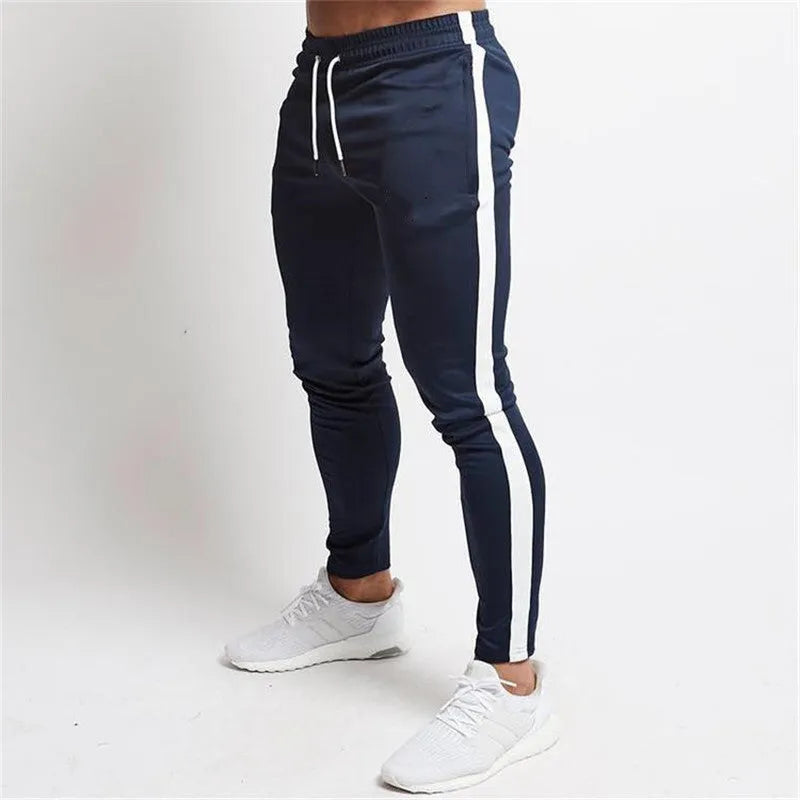 Men's colourblock sweatpants in black red, blue or khaki, polyester blend, Asian sizes L-XXL
