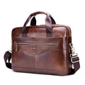 Captain cow leather briefcase 044 with brown first layer cowhide exterior and dedicated compartments
