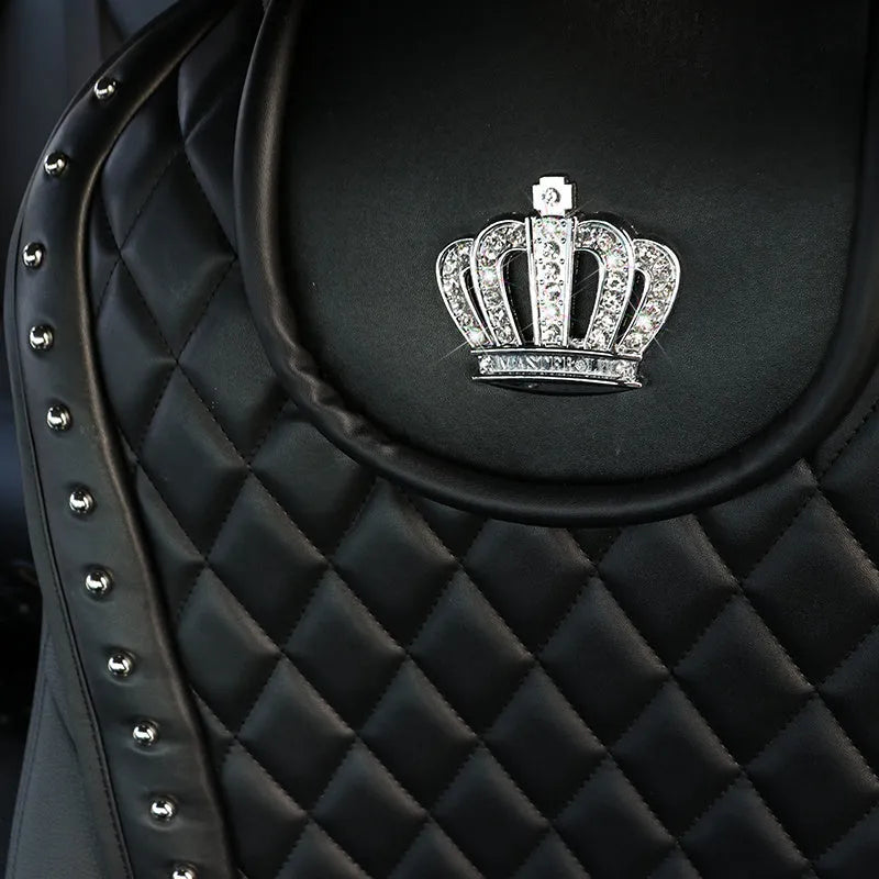 Ya Yue crown rivet car seat cushion black diamond leather rhinestone universal five-seater