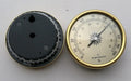 Aluminium analog thermometer and hygrometer with a circular dial for indoor and outdoor use.