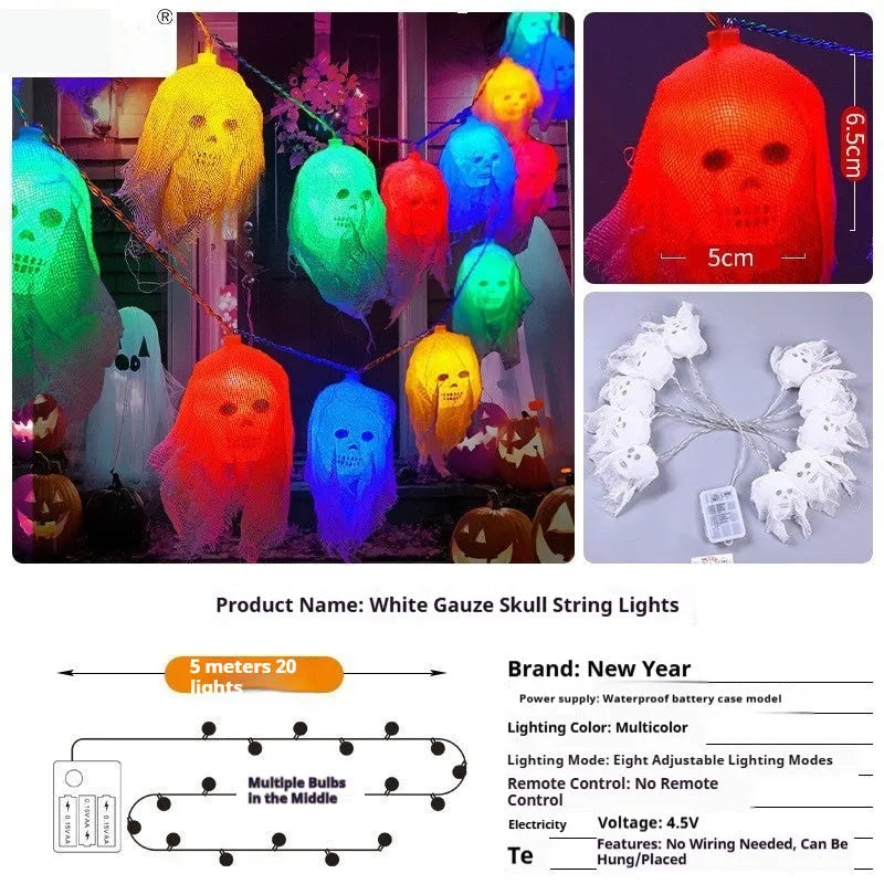 Battery powered Halloween LED coloured lights for indoor wall decoration in plastic shell
