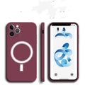 Magnetic liquid silicone phone case with straight edge and MagSafe ring for iPhone 12 and 11 series